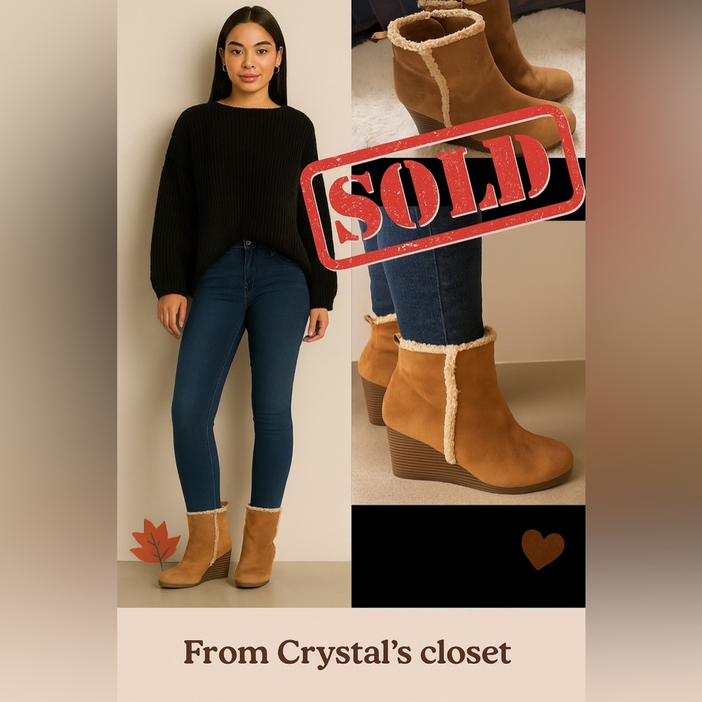 Tan Suede Ankle Boots with Wedge Heel